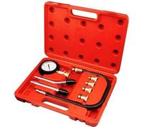 Juego de prueba de compresión de 9 piezas, kit de manómetro de compresión, con estuche rojo, 6 piezas, Material: acero C45