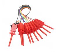 Juego de prueba profesional de 10 pines con ganchos retráctiles, cables de cobre resistentes a la oxidación para compatibilidad con analizador lógico USB, 20 cm (rojo)