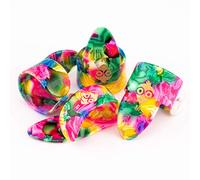 Juego de Púas de Dedo y Pulgar Pick Geek | 1 x Púa de Pulgar | 3 x Púas de Dedo | Tamaño Mediano | Multicolor | Incluye Bolsa de Lino con Cordón para Guardar de Forma Segura | En Caja para Regalo