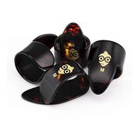 Juego de Púas de Dedo y Pulgar Pick Geek | 1 x Púa de Pulgar | 3 x Púas de Dedo | Tamaño Pequeńo | Color Carey | Incluye Bolsa de Lino con Cordón para Guardar de Forma Segura | En Caja para Regalo