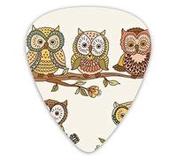 Juego de púas de guitarra con bonitos búhos dibujados a mano, púas premium, muestra de 12 paquetes, variedad de púas de guitarra, púas