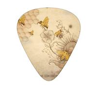 Juego de púas de guitarra con flores silvestres de abejas rurales, juego de 12 piezas para guitarra acústica, guitarra eléctrica, contrabajo, ukelele