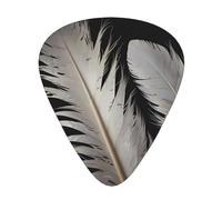 Juego de púas de guitarra con ilustración de plumas blancas, 3 grosores diferentes, 12 piezas para una variedad de instrumentos