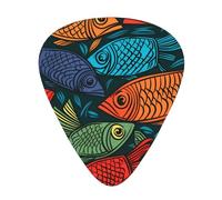 Juego de púas de guitarra con patrón de peces coloridos, 3 grosores diferentes, 12 piezas para una variedad de instrumentos