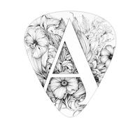 Juego de púas de guitarra de flores y letras, 3 grosores diferentes, 12 piezas para una variedad de instrumentos