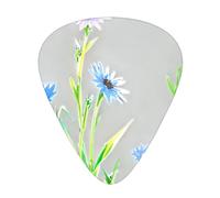 Juego de púas estampadas con flores de aciano al sol, 12 púas de guitarra finas, medianas y gruesas, adecuadas para guitarra, bajo, guitarra eléctrica y ukelele
