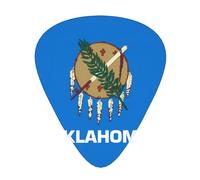 Juego de púas estampadas con la bandera del estado de Oklahoma, 12 piezas, púas de guitarra finas, medianas y gruesas, adecuadas para guitarra, bajo, guitarra eléctrica y ukelele