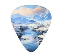 Juego de púas estampadas con paisaje de montaña nevada: 12 púas de guitarra finas, medianas y gruesas, adecuadas para guitarra, bajo, guitarra eléctrica y ukelele
