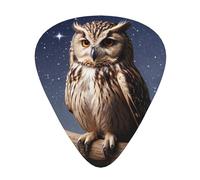 Juego de púas estampadas Owl under the Moon: 12 púas de guitarra finas, medianas y gruesas, adecuadas para guitarra, bajo, guitarra eléctrica y ukelele