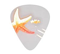 Juego de púas holográficas impresas con estrella de mar - 12 púas de guitarra finas, medianas y gruesas, adecuadas para guitarra, bajo, guitarra eléctrica y ukelele