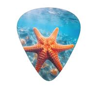 Juego de púas impresas con estrella de mar: 12 púas de guitarra finas, medianas y gruesas, adecuadas para guitarra, bajo, guitarra eléctrica y ukelele
