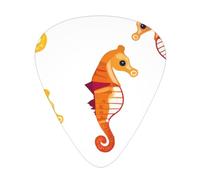 Juego de púas impresas con muchos caballitos de mar: 12 púas de guitarra finas, medianas y gruesas, adecuadas para guitarra, bajo, guitarra eléctrica y ukelele