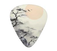 Juego de púas impresas con texto en inglés "Where to see the moon", 12 piezas, finas, medianas y gruesas, adecuadas para guitarra, bajo, guitarra eléctrica y ukelele