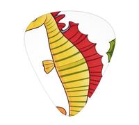 Juego de púas impresas de caballito de mar de dibujos animados, 12 piezas, púas de guitarra finas, medianas y gruesas, adecuadas para guitarra, bajo, guitarra eléctrica y ukelele