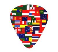 Juego de púas impresas de la colección de banderas nacionales: 12 púas de guitarra finas, medianas y gruesas, adecuadas para guitarra, bajo, guitarra eléctrica y ukelele