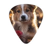 Juego de púas impresas de perros y rosas: 12 púas de guitarra finas, medianas y gruesas, adecuadas para guitarra, bajo, guitarra eléctrica y ukelele