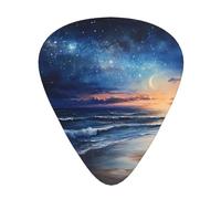 Juego de púas impresas Late Night Beach: 12 púas de guitarra finas, medianas y gruesas, adecuadas para guitarra, bajo, guitarra eléctrica y ukelele