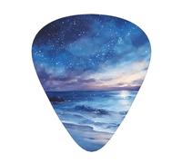 Juego de púas impresas Late Night Coastline - 12 púas de guitarra finas, medianas y gruesas, adecuadas para guitarra, bajo, guitarra eléctrica y ukelele