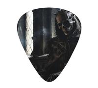 Juego de púas impresas Sleeping Skeleton Man: 12 púas de guitarra finas, medianas y gruesas, adecuadas para guitarra, bajo, guitarra eléctrica y ukelele