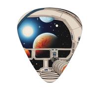 Juego de púas impresas Space Pod - 12 púas de guitarra finas, medianas y gruesas, adecuadas para guitarra, bajo, guitarra eléctrica y ukelele
