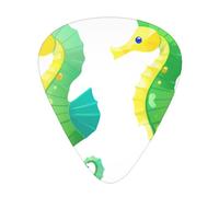 Juego de púas minimalistas impresas con caballito de mar - 12 púas de guitarra finas, medianas y gruesas, adecuadas para guitarra, bajo, guitarra eléctrica y ukelele