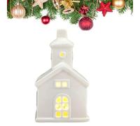 Juego de pueblo de Navidad de cerámica, colección de casas de Navidad iluminadas, figuras de Navidad en miniatura, adorno de escritorio, colección iluminada para mesa, decoración de interiores
