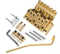 Juego de puente de trémolo de doble bloqueo para guitarras eléctricas, estilo Floyd Rose, aleación de zinc con piezas completas para una rápida instalación y ajuste (dorado)