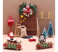 Juego de puerta de gnoble con obra de construcción, juego completo de 28 piezas, juego de puerta de duendes de Navidad, accesorios de gnomo para Navidad, juego de obras de construcción DIY duende