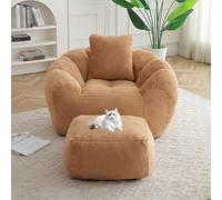 Juego de puf y otomana de gran tamaño, sofá de piel sintética para jugar y leer, asiento de suelo acogedor para sala de estar y dormitorio