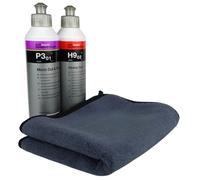 Juego de pulido de 3 piezas Koch Chemie Heavy Cut 250 ml + Micro Cut & Finish con Carnauba 250 ml + 1 paño de microfibra ADVANTUSE