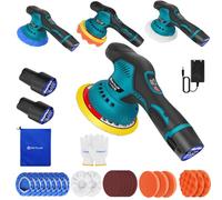 Juego de pulidora de batería, pulidora excéntrica con 2 pilas, juego de 22 unidades, máquina pulidora inalámbrica para coche, 8 velocidades variables, máquina de cera para detalles del coche