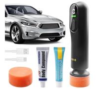 Juego de pulidora de coche, kit de pulido con batería, con 2 almohadillas de pulido, pulidoras inalámbricas, máquina de limpieza de película de aceite para ventanas, para el cuidado del coche