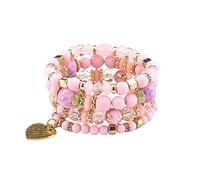 Juego de pulseras apilables de cuentas para mujer y hombre, multicapa, joyería multicolor, aretes de lágrima para mujer, talla única, Cristal, No es una piedra preciosa
