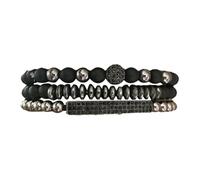 Juego de pulseras de 3 piezas de 8 mm, pulseras de abalorios de 6 mm, pulsera de piedra para hombres y mujeres, joyería para hombre, reloj parlante, talla única, Cobre, No es una piedra preciosa