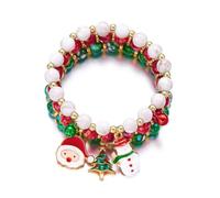 Juego de pulseras de Navidad con diseño de Papá Noel, copo de nieve, árbol de Navidad, pulsera de cuentas multicolor con cascabel de reno, pulseras para mujeres y niñas, disfraz de Navidad, collar de
