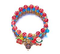 Juego de pulseras de Navidad con diseño de Papá Noel, copo de nieve, árbol de Navidad, pulsera de cuentas multicolor con cascabel de reno, pulseras para mujeres y niñas, disfraz de Navidad, collar de