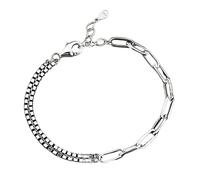 Juego de pulseras de plata de ley 925 para mujeres y adolescentes, con dije de corazón, pulsera de cadena de joyería de moda para mujer, talla única, Cobre, No es una piedra preciosa