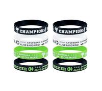 Juego de pulseras de silicona de fútbol multicolor de fútbol, color verde, negro, blanco, rojo, pulseras de goma con temática deportiva para hombres y mujeres, eventos deportivos, suministros de