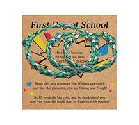 Juego de pulseras para el primer día de la escuela para 2, a juego para mamá y yo, madre, hijo/hija, paracord de regreso a la escuela, regalo de deseos para mamá, niños, papá, niñas, Sin gemas.