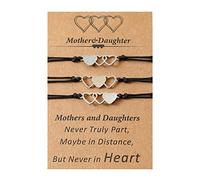 Juego de pulseras para madre e hija 2/3/4 Mommy and Me Heart Matching Wish Bracelets Regalos de Navidad cumpleaños para mamá e hija, Cuero Cobre, Cobre