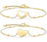 Juego de pulseras para madre e hija, acero inoxidable chapado en oro de 18 quilates, joyería de corazón para mujeres y niñas, regalos del día de la madre para mamá/hija, pulseras ajustables a juego