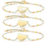 Juego de pulseras para madre e hija, acero inoxidable chapado en oro de 18 quilates, joyería de corazón para mujeres y niñas, regalos del día de la madre para mamá/hija, pulseras ajustables a juego