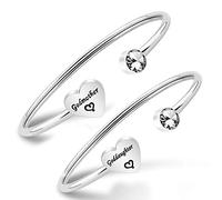 Juego de pulseras para madrina y ahijada para 2 ahijadas, regalo de bautizo, joyería religiosa, regalo para el día de la madre para madrina de ahijada, 7 to 8.5 inches, Acero inoxidable