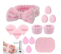 Juego de pulseras y diadema para lavar la cara, juego de diadema y muñequera para lavar la cara | Accesorio de tocado de esponja, banda de spa para lavar la cara, correa de esponja, tru