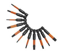 Juego de puntas de destornillador - 11 puntas Torx, T6 / T7 / T8 / T9 / T10 / T15 / T20 / T25 / T27 / T30 / T40, longitud 50 mm, vástago hexagonal de 1/4", caja de almacenamiento resistente