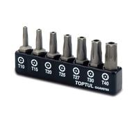 Juego de puntas de destornillador de 1/4". TOPTUL 1/4 " 7uds. T15 T20 T25 T30 T40