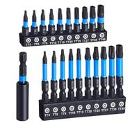 Juego de puntas de destornillador de seguridad Torx, 21 piezas TT6-TT40 | Brocas de seguridad S2 de acero con punta Torx magnética de impacto de 0.25 pulgadas, vástago hexagonal con puntas magnéticas