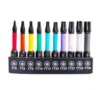 Juego de puntas de destornillador Torx perforadas, arco iris negro para puntas de destornillador de estrella de seguridad de acero tt para aplicaciones de tornillo a prueba de manipulaciones (50 mm)