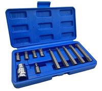 Juego de puntas de enchufe Spline de 11 piezas de 1/2 Drive estándar y largos enchufes M5, M6, M8, M10 y M12 de tamaños de spline de 12 puntos para uso con asas de trinquete de 1/2 pulgadas