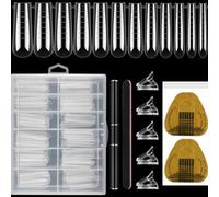 Juego de puntas de uñas de ataúd largas para extensión de gel acrílico, kits profesionales falsos versátiles accesorios de arte de uñas